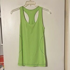 Zella green/white mini stripe racer back tank